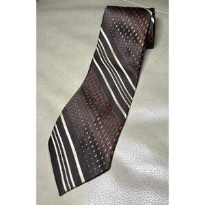 JC Penney Men’s Shop Vintage Necktie Tie Brown Stripes A2